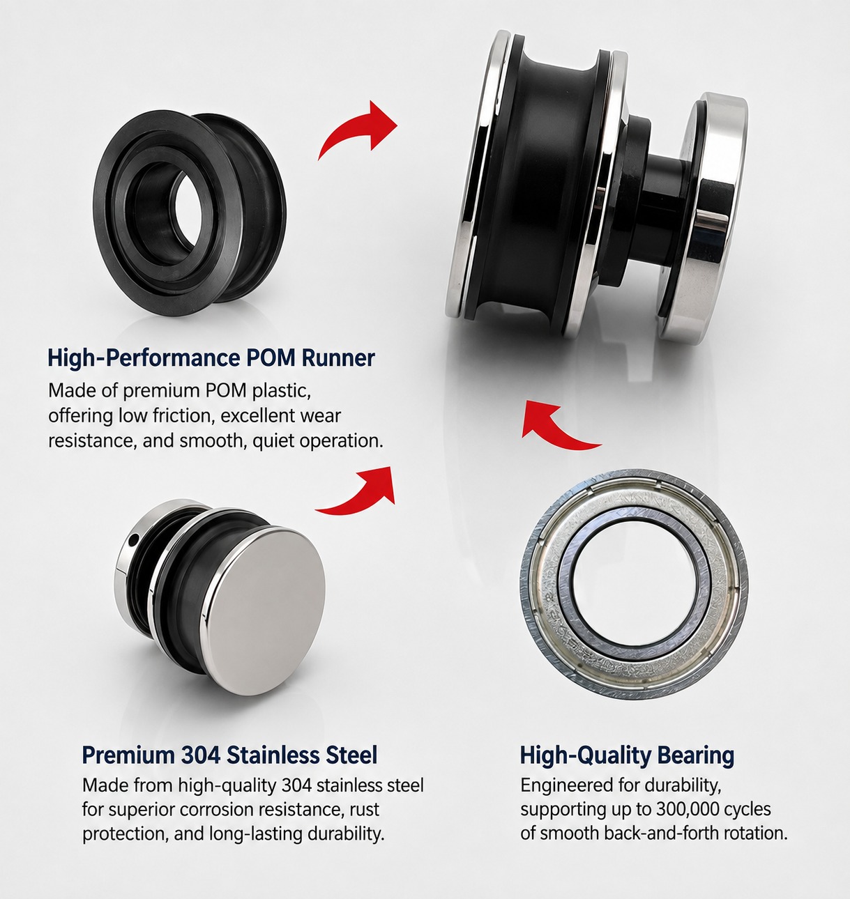 Frameless Sliding Shower Door Hardware Kit - A01