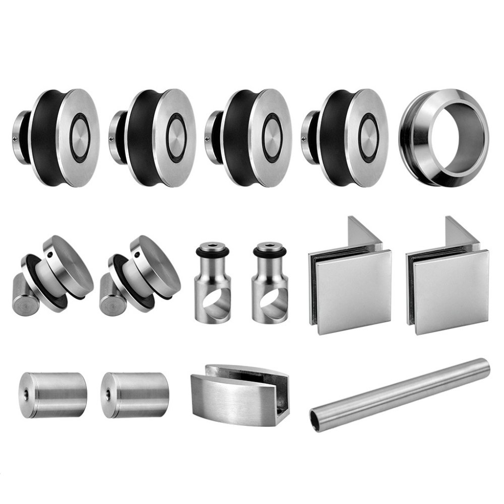 Sliding shower door hardware kit for round tube Sliding shower door hardware kit for round tube