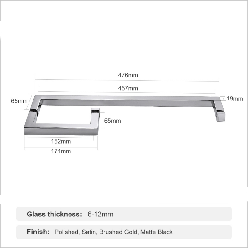 304 Stainless Steel L-Shaped Glass Shower Door Handle size 304 Stainless Steel L-Shaped Glass Shower Door Handle size