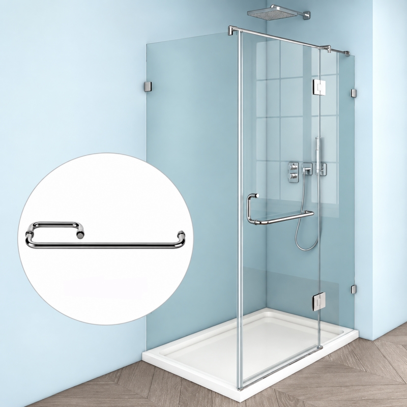 304 Stainless Steel Round Tube Glass Door Pull Handle installation