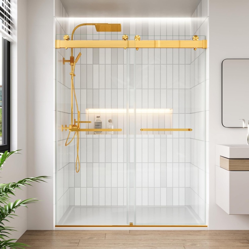 304 Stainless Steel Single-Sided Glass Shower Door Handle – Brushed Gold – B06