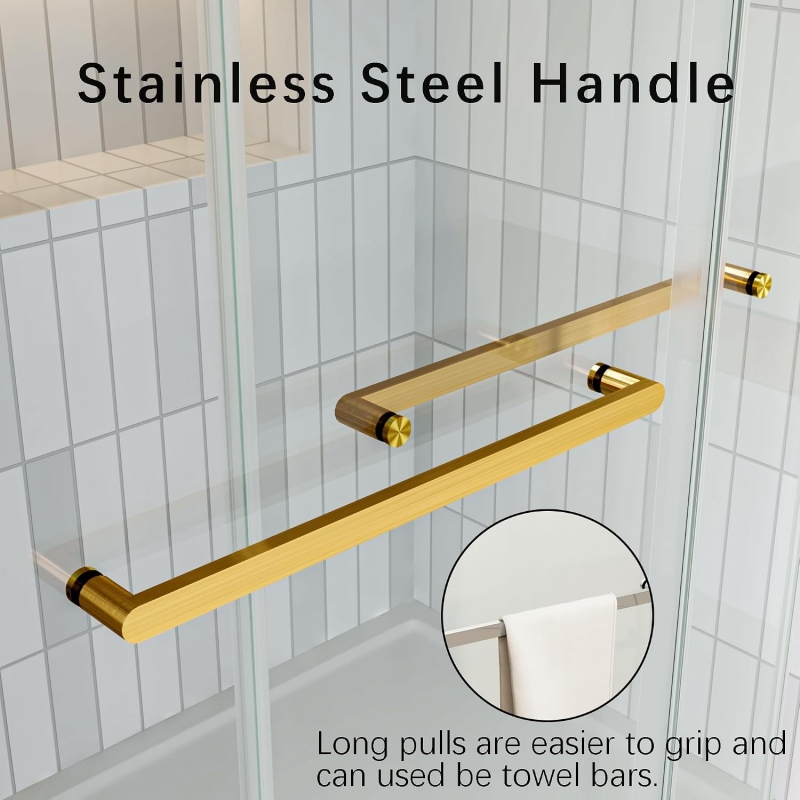 304 Stainless Steel Single-Sided Glass Shower Door Handle – Brushed Gold – B06